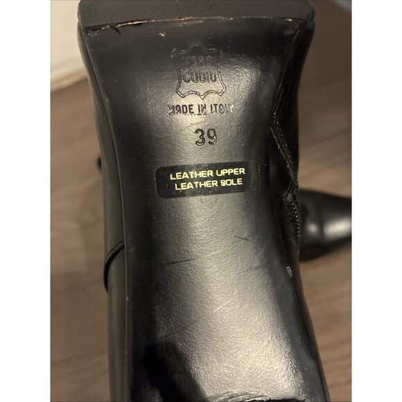 charles david solid black leather pointed toe stiletto heel ankle boots Bootie 9 - Picture 6 of 7